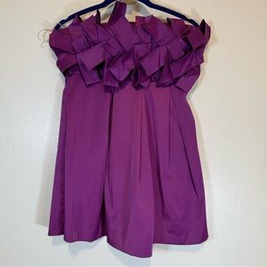 FUMBLIN FOE BABYDOLL EMPIRE SATIN SHIMMER Vibrant Purple Strapless Dress
